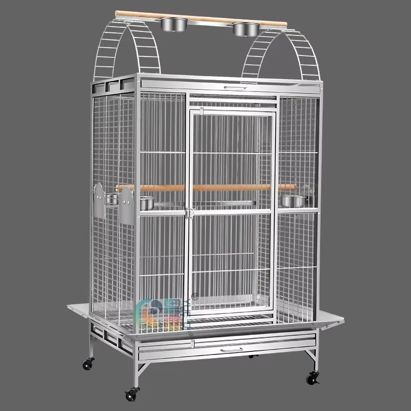 2026 304 Stainless Steel Super Large Bird Cage, Villa Parrot Breeding Cage With Button Closure