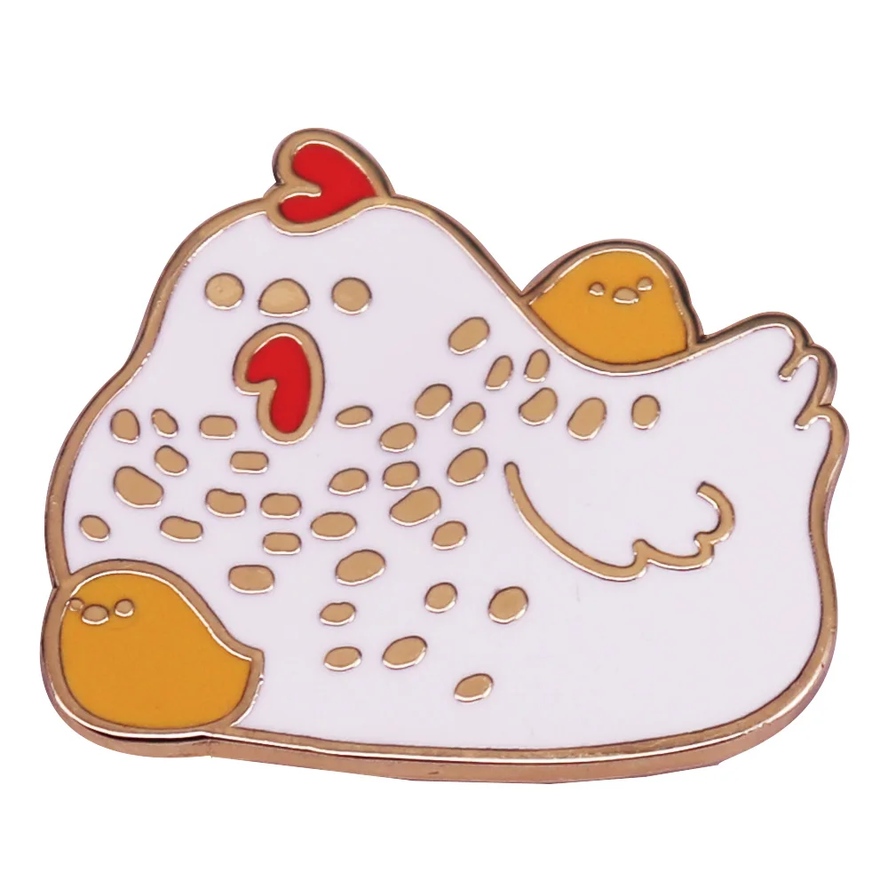 Kawaii Mother Hen Baby Chicken Enamel Pin Animal Badge Mother's Day Jewelry Gift