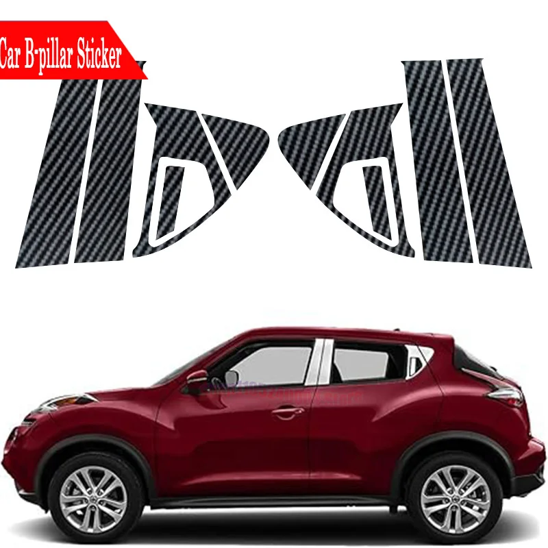10Pcs High Quality Carbon Fiber Style Car Pillar Posts Cover For Nissan Juke 2011-2017 Door Window BC Column Trim Stickers