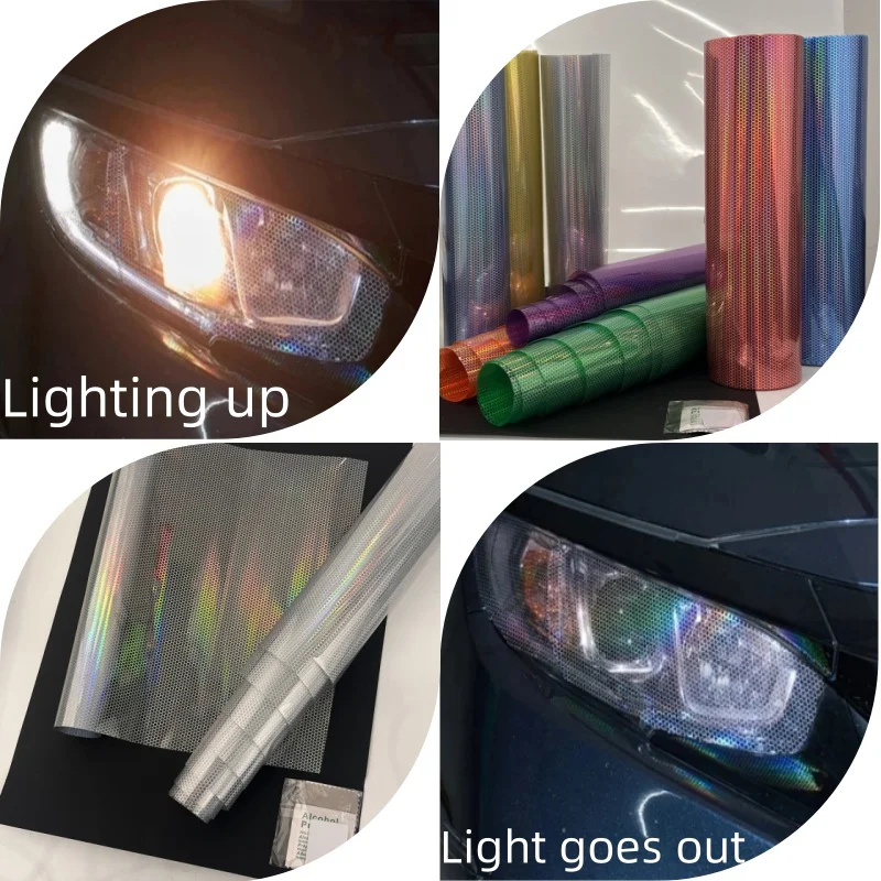 

Automotive Headlight Film Laser Honeycomb Waterproof Car Taillight Color Changing Film Motorcycle PVC Fog Light Grid Stickers