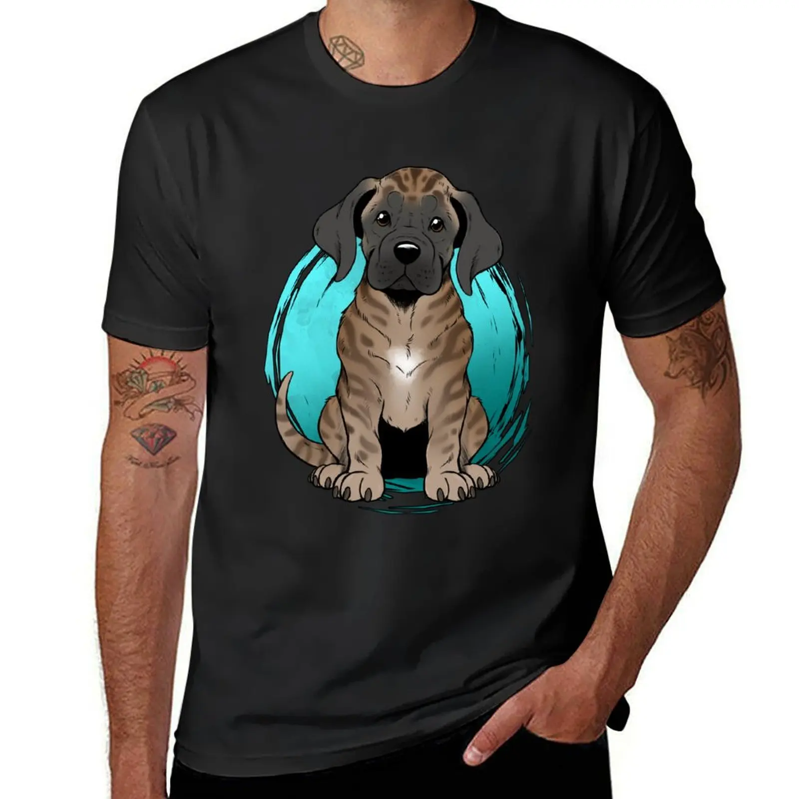 Cute Brindle English Mastiff Puppy Smiling T-Shirt blacks korean fashion cute clothes anime Men's cotton t-shirt