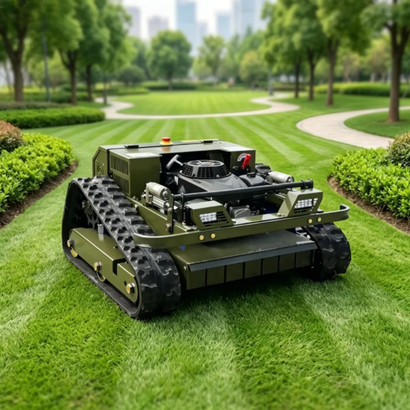 RC Crawler Lawn Mower 450mm Cutting Width Anti-slip Rubber Track Remote Grass Trimmer For Commercial Landscape Farm