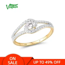 VISTOSO Gold Rings For Women Genuine 9K 375 Yellow Gold Ring Sparkling White CZ Promise Band Rings Anniversary Fine Jewelry
