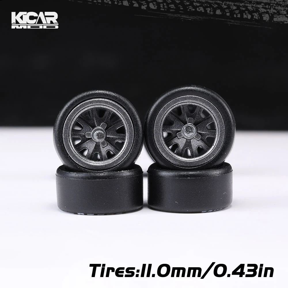 Kicarmod 1/64 Modellauto Abnehmbare Räder mit Gummireifen Umbauteile für Druckguss-Spielzeug Matchbox D:11mm 1 Set – Detail 31