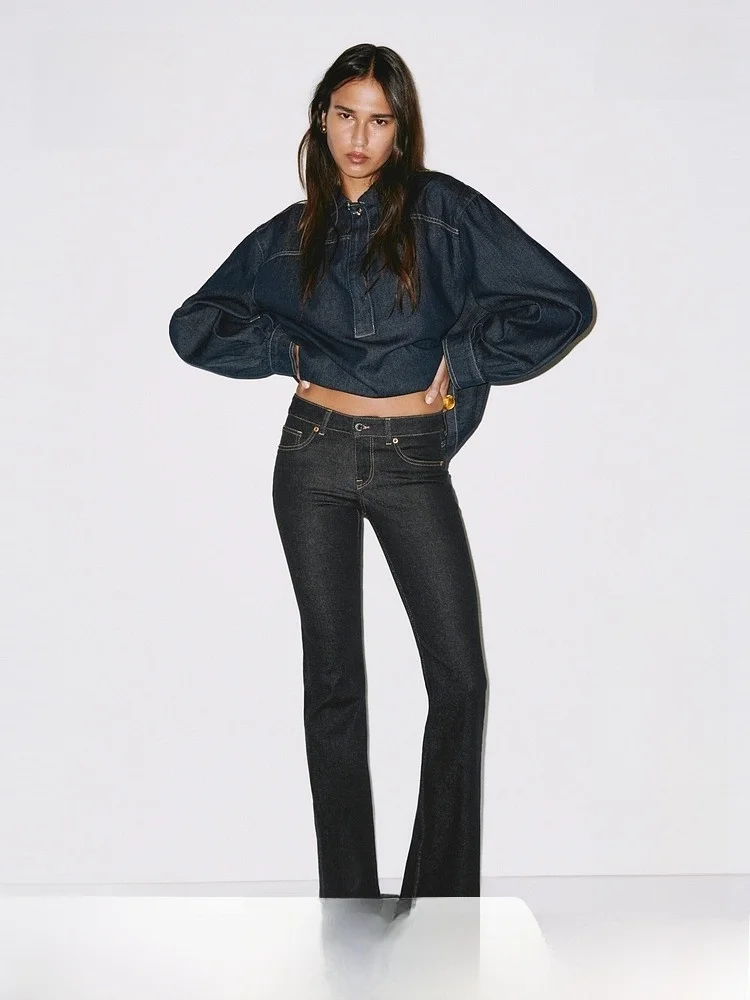 

Low Waist Bell Bottom Jeans Women's Summer New Style H&M Cotton Polyester Blend Stretchy Slim Fit Ladies Fashion 2026