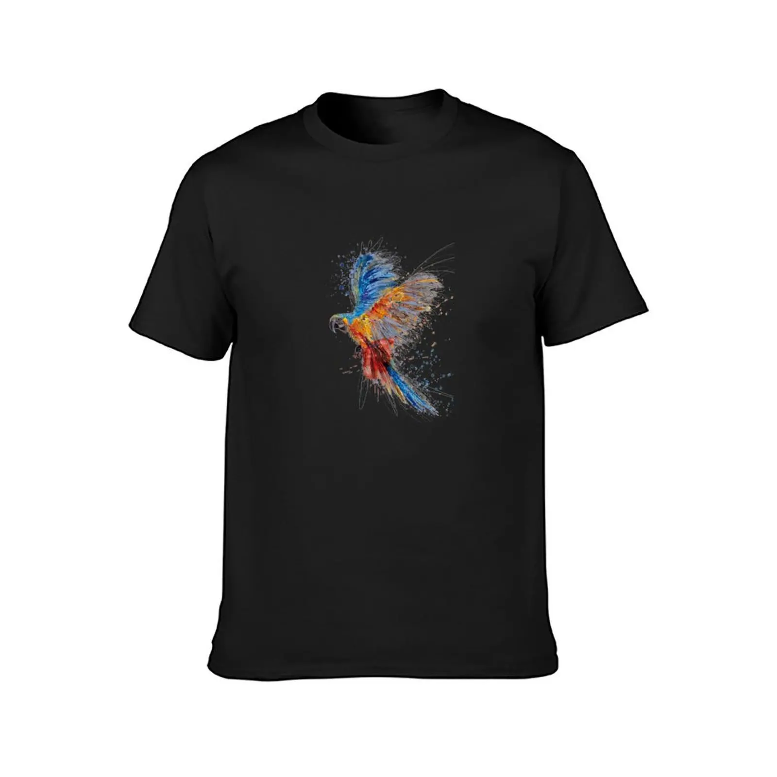 parrot-birds-splash T-Shirt plus size tops vintage blanks Short sleeve tee men