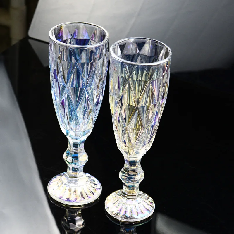 

Colored Diamond Champagne Glass Wine Glass Whiskey Party Coffee Milk Water Cup Cocktail Juice Cups Birthday Wedding Gift