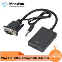 MnnWuu Full HD VGA to HDMI-compatible Converter Cable with Audio Output VGA HD Adapter for PC laptop to HDTV Projector