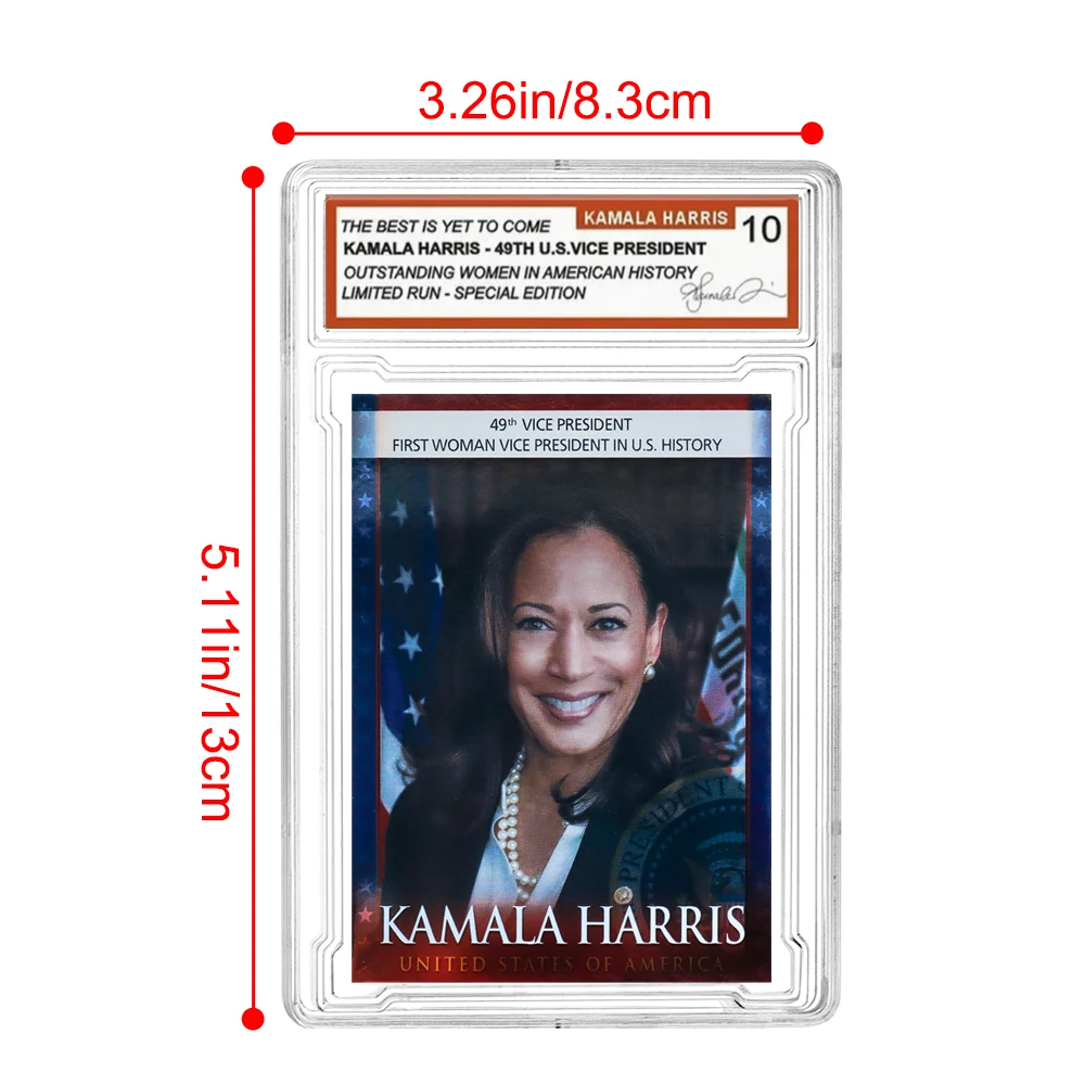 US 49th Vice President Kamala Harris Paper Rating Card in Shell Outstanding Female Representative 2024 Fans Collectibles