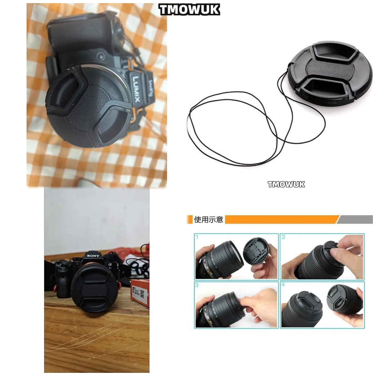 

For Panasonic S5M2X G9M2L GH2 GX700 GF2 GF8 ZS70 DMC-FZ680 DMC-FZ700 Camera Lens Cap Protective Cover Center Pinch Snap-on 49mm