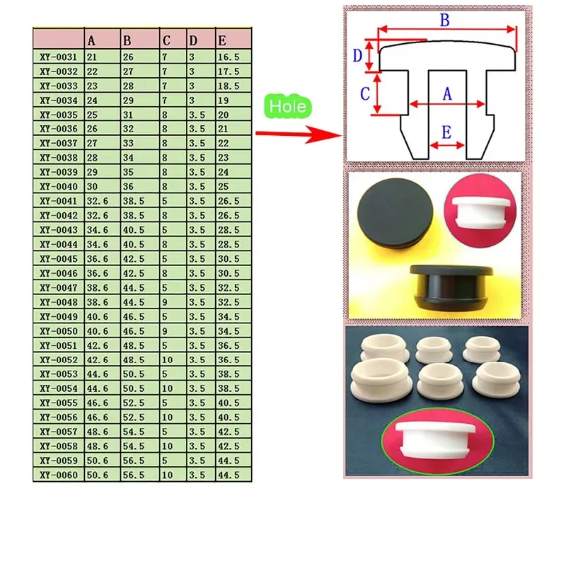 1/3/5/8/10pcs 2.5mm-50.6mm Black Silicone Rubber Hole Plug Caps T Type Plug Cover Snap-on Gasket Blanking End Seal Stopper