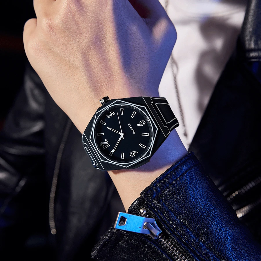 Fashion Quartz Watch for Men Women Soft Silicone Band Waterproof Business Watches Comic-book Style Minimalist Wristwatch gifts