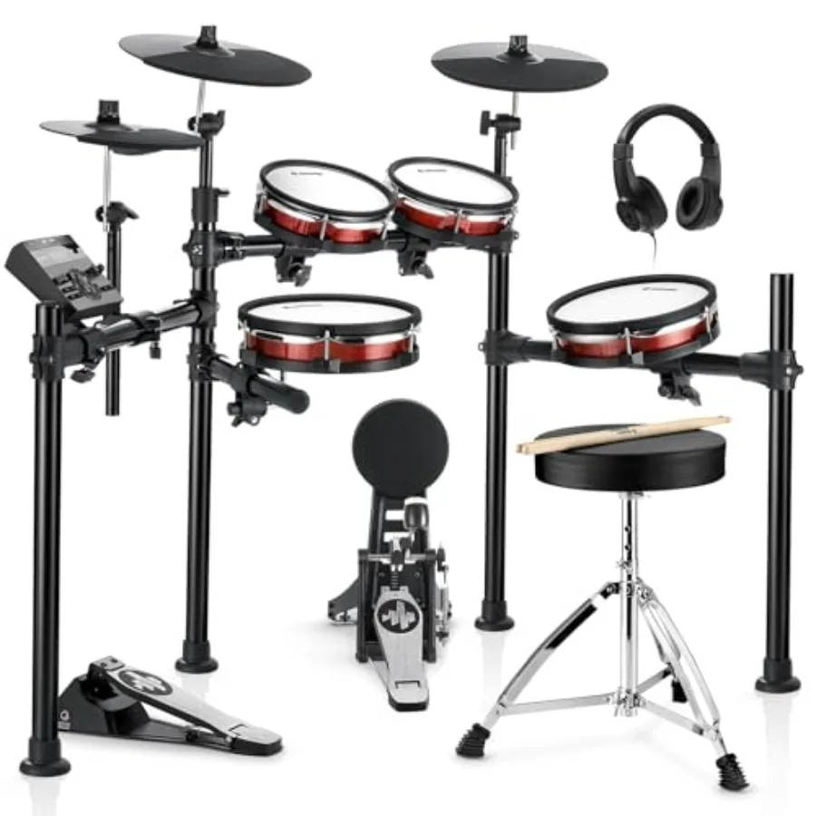 

Donner DED-200 MAX Electronic Drum Set with Mesh Heads 10'' Snare 8'' Tom 10'' Tom 12'' Crash 450+ Sounds for Optimal Performan