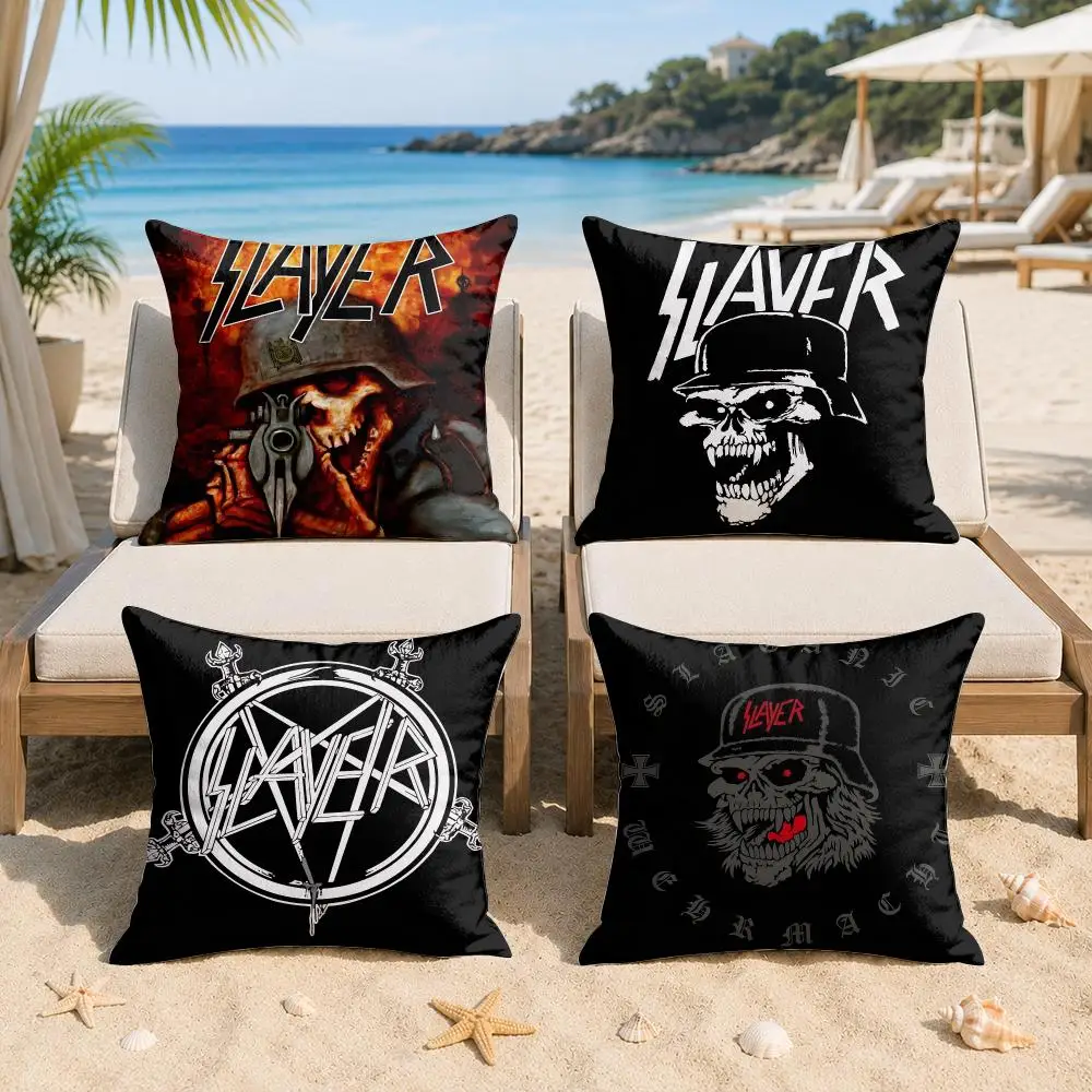 S-Slayer Rock Band Cushion Cover Silky Short Plush Invisible Zipper Dustproof Sofa Pillow Case For Home Decor