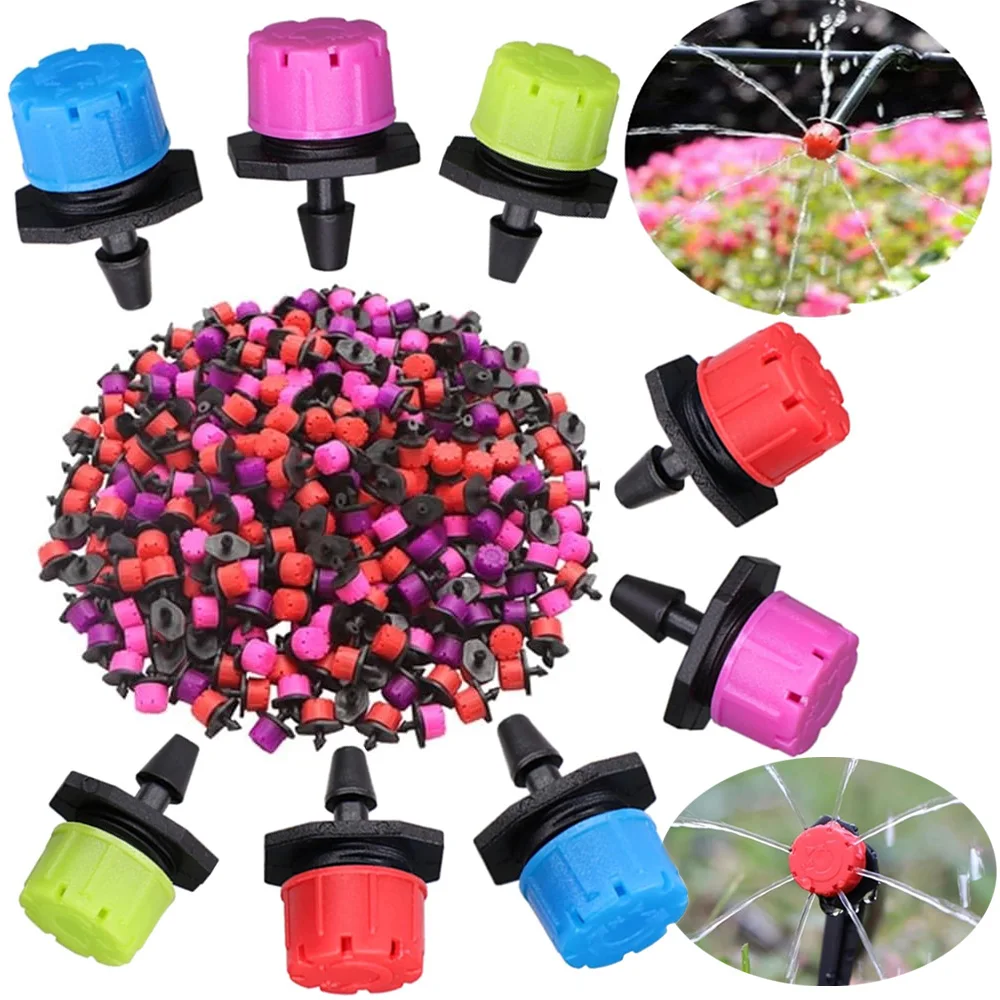 4-Colour 8-Hole Adjustable Dripper Micro Drip Irrigation Nozzle for Garden Plants Hose Watering System Sprinklers 1/4'' Emitter