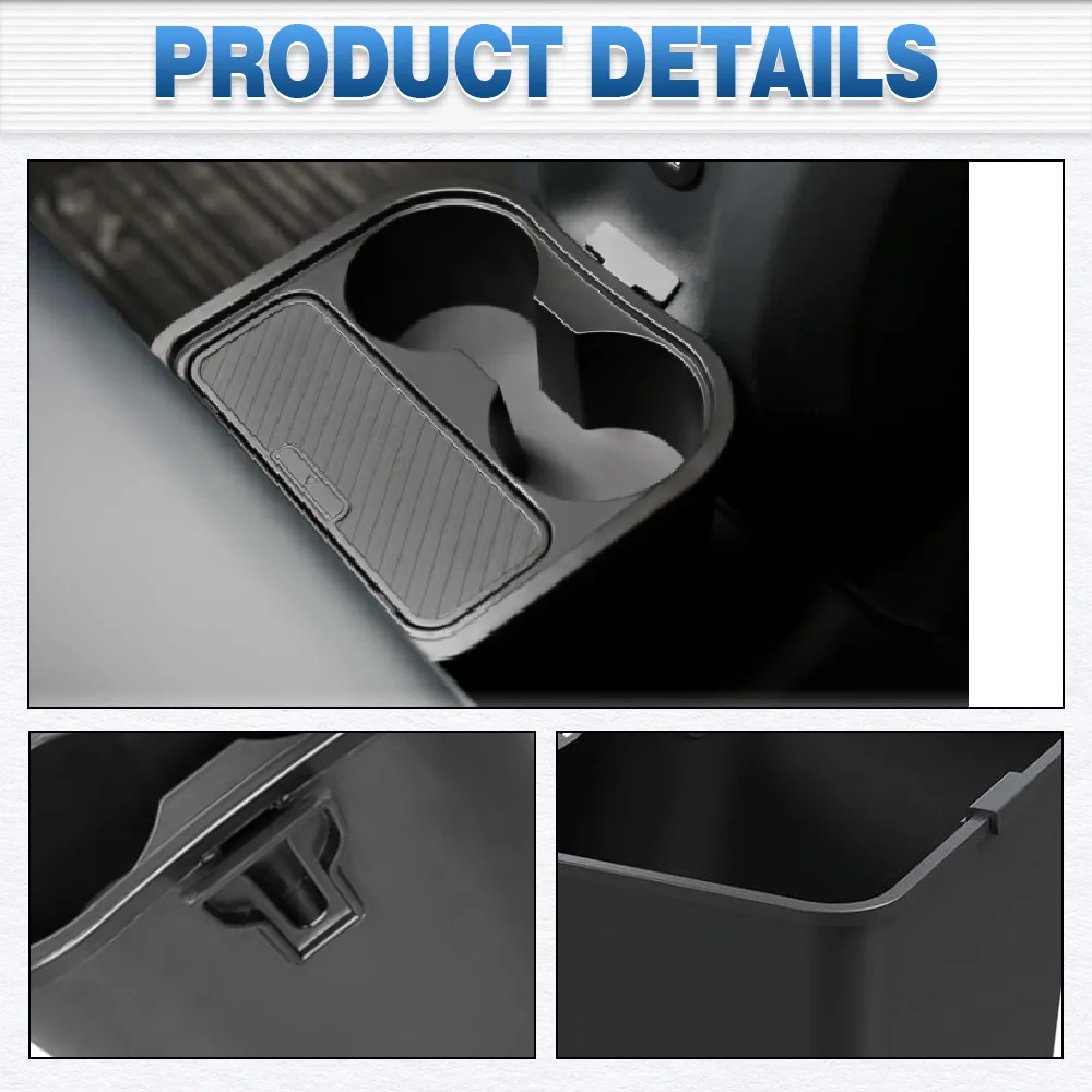 Picture 3: ABS Black Trash Can With Cup Holder For Ford Maverick 2022-2025 Multi-Function Trash Can Extra Rear Storage Box Accessories