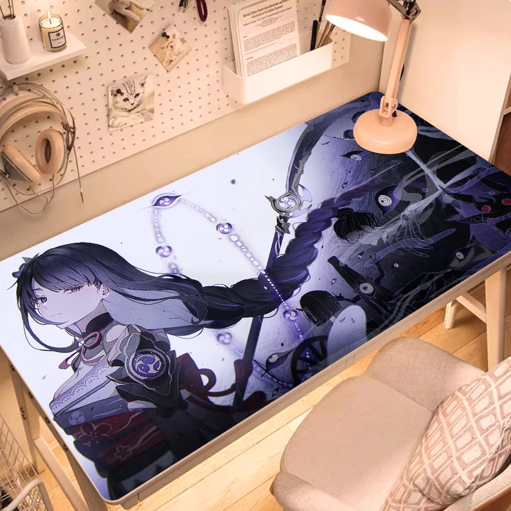 Large scale games HD printing Genshin Impact Raiden Shogun Mousepad Big Gaming Large Computer Desk Mat Locking Edge Keyboard Pad