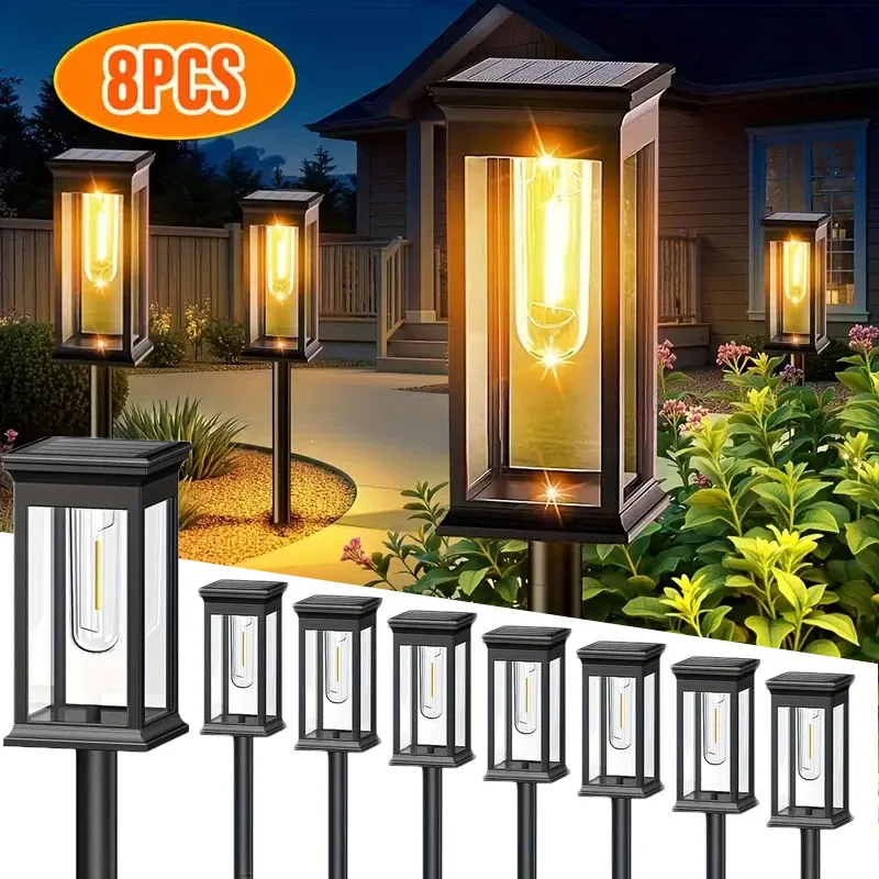 

1~8Pack Solar Pathway Lights Outdoor Solar Powered Garden Lights Waterproof IP65 for Lawn Patio Walkway Decor Landscape Lighting