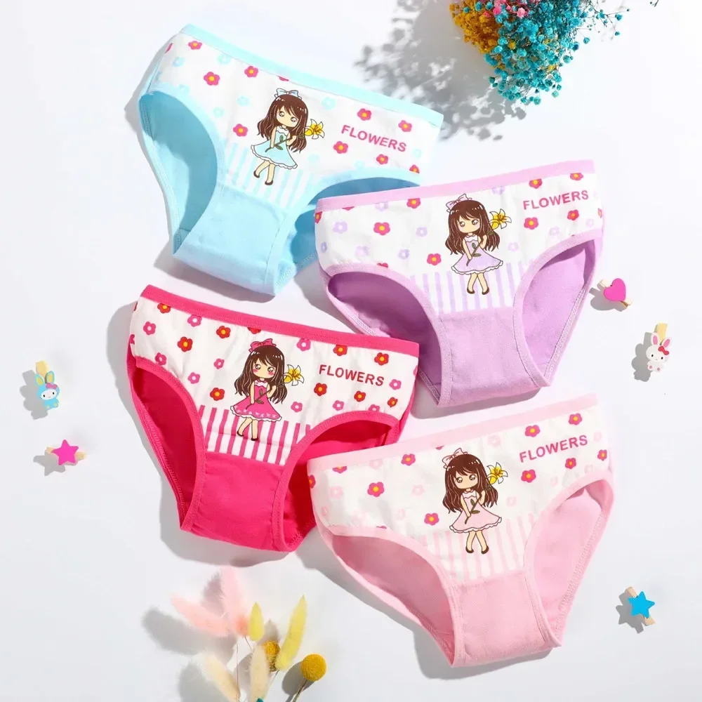 10 Pieces/Lot Children\'s Girls Panties Cotton Soft Pretty Cartoon Child Underwear for Girls Kids Boxer Panties Breathable