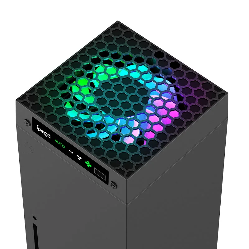 for Xbox Series X Host RGB Cooling Fan Adjustable Wind Speed Heat Dissipation Fan with USB Charging Port