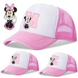 Disney Cartoon Baseball Cap Adjustable Minnie Mouse Letter Women Girls Sunhat Summer Outdoor Sport Peaked Hat Birthday Gifts