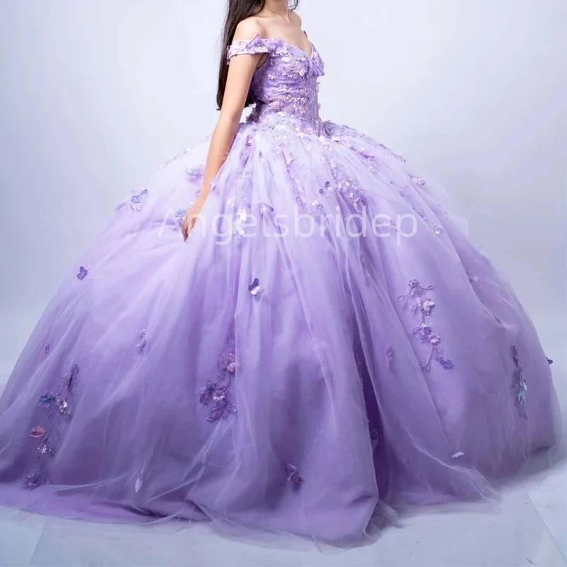 Angelsbridep-vestido de baile de lavanda para Quinceañera, Vestidos de Noche de cumpleaños para niñas de 15 Años, novedad de 2025