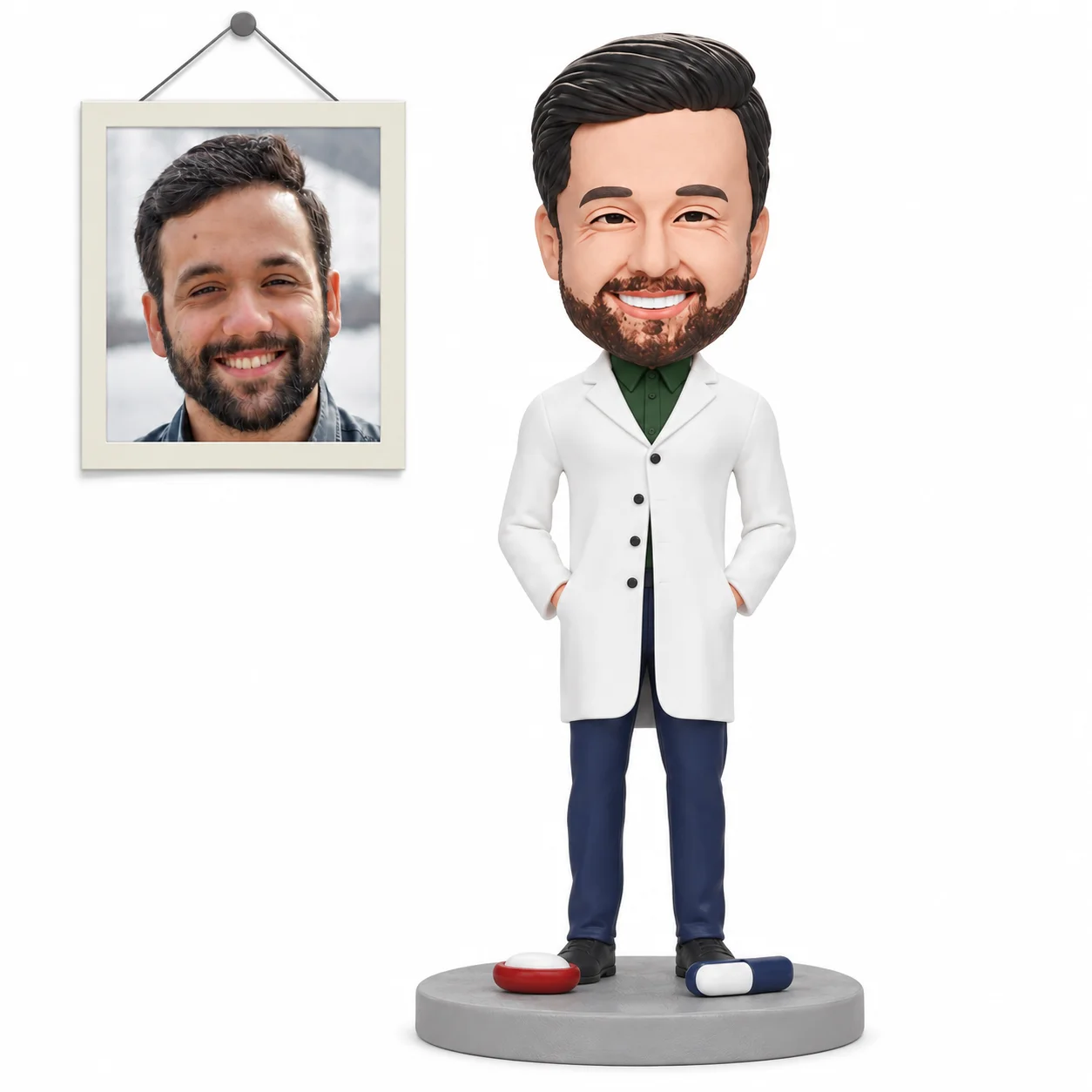 Doctor Bobblehead from Photo, White Coat Personalized Desk Gift