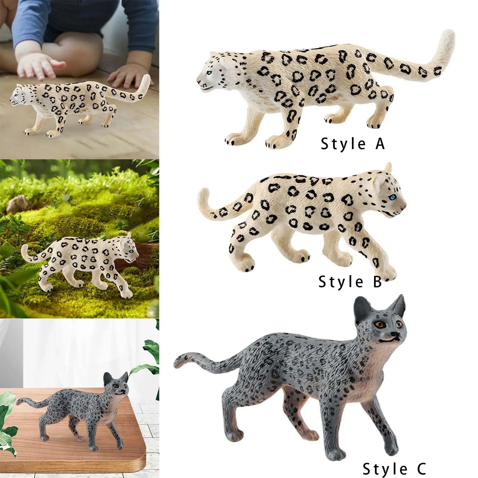 Leopard Figurine Realistic Wildlife Animal Statue for Party Gifts Xmas Present