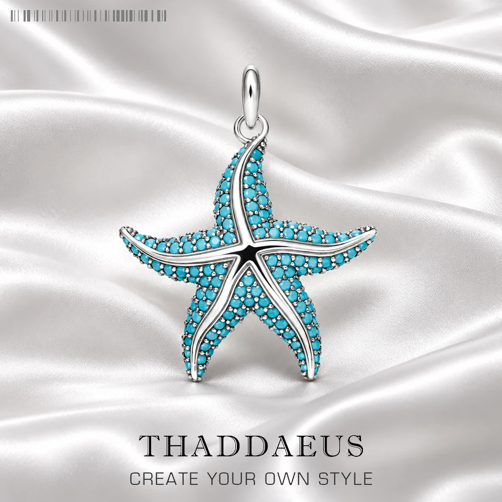 Pendentif étoile océan bleue, bijoux fins, accessoires européens de mer profonde, cadeau en argent Sterling 925 pour femmes et hommes