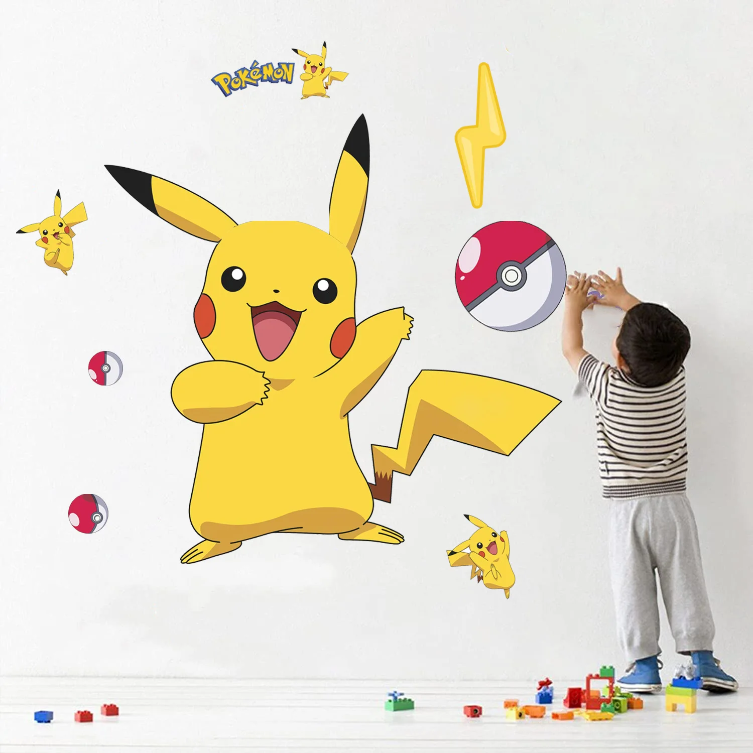 Pokemon Wall Stickers Anime Figure Pikachu Sticker Children Bedroom Kindergarten Wallpaper Deco PVC DIY Stickers Toys