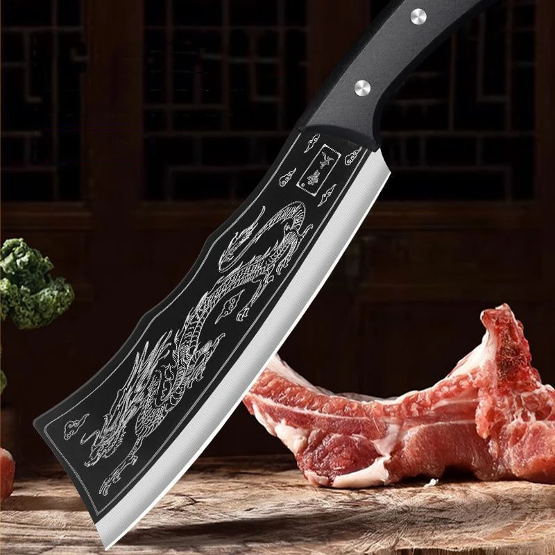 Forged Kitchen Chef Knife Stainless Steel Meat Bone Chopping Knife Professional Butcher Cleaver Slicing Knife with Cover