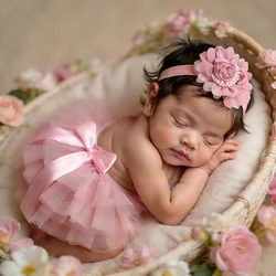 Ylsteed Newborn Girl Photography Outfits Baby TUTU Skirt with Rose Flower Headband Infant Photography Props