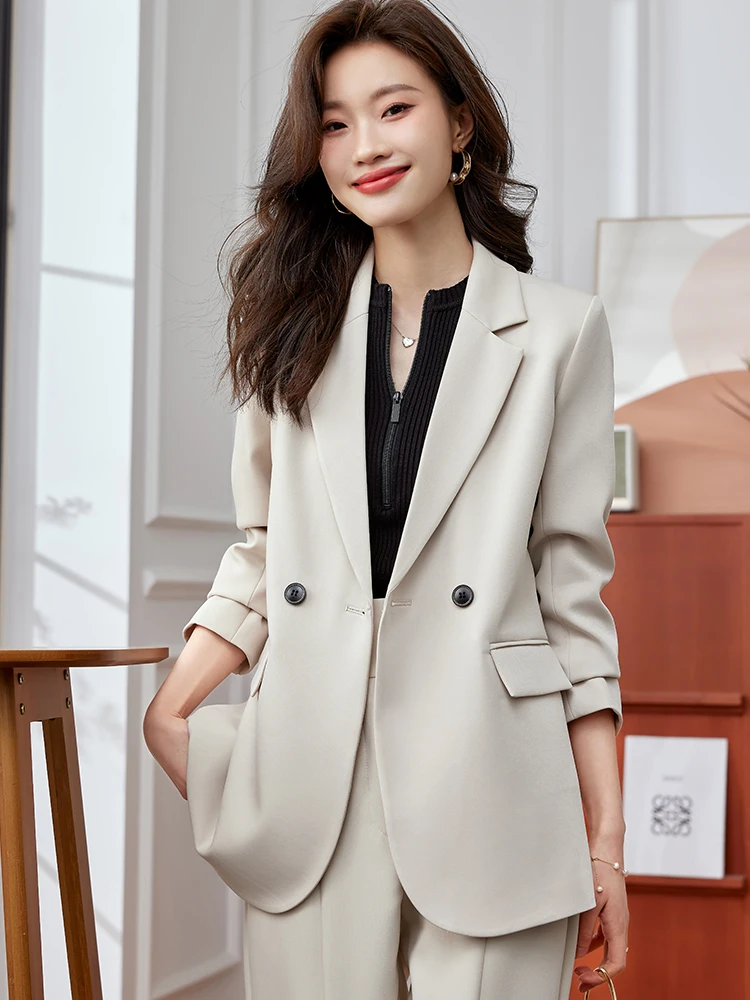 Pink Apricot Black Women Casual Blazer Ladies Female Long Sleeve Loose Coat Jacket For Autumn Winter