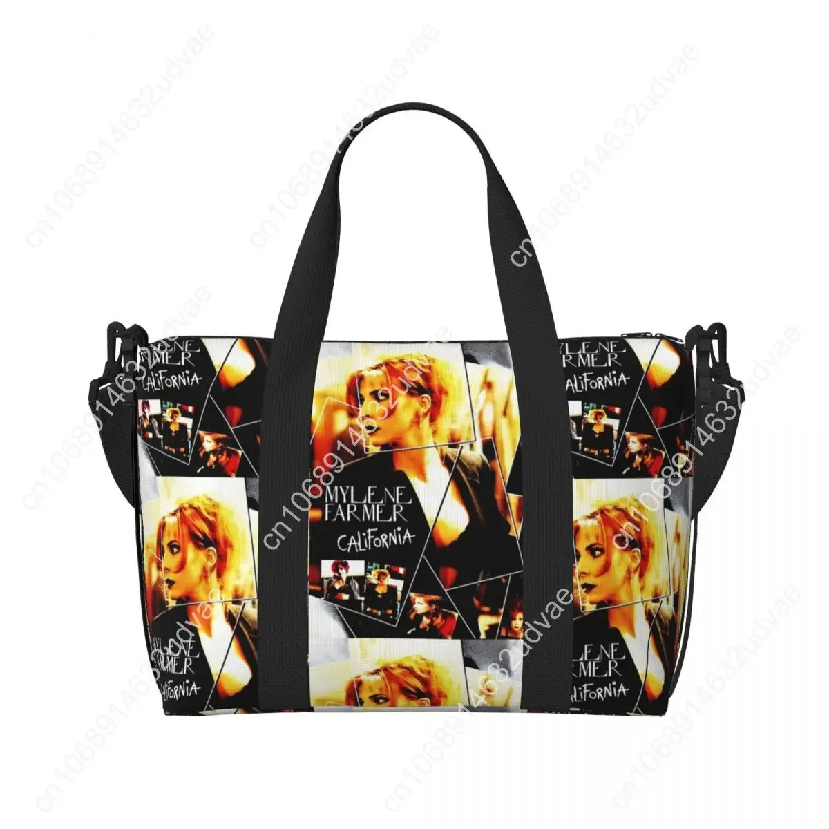Custom Mylene Farmer Cartoon Tote Bag Women Big Capacity French Singer Beach Gym Travel Bags