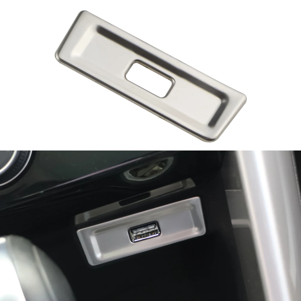 For Volkswagen VW T-Roc TROC Car USB Port Panel Cover Trim 2017 2018 2019 2020 2021 2022 Stainless Steel Interior Accessories