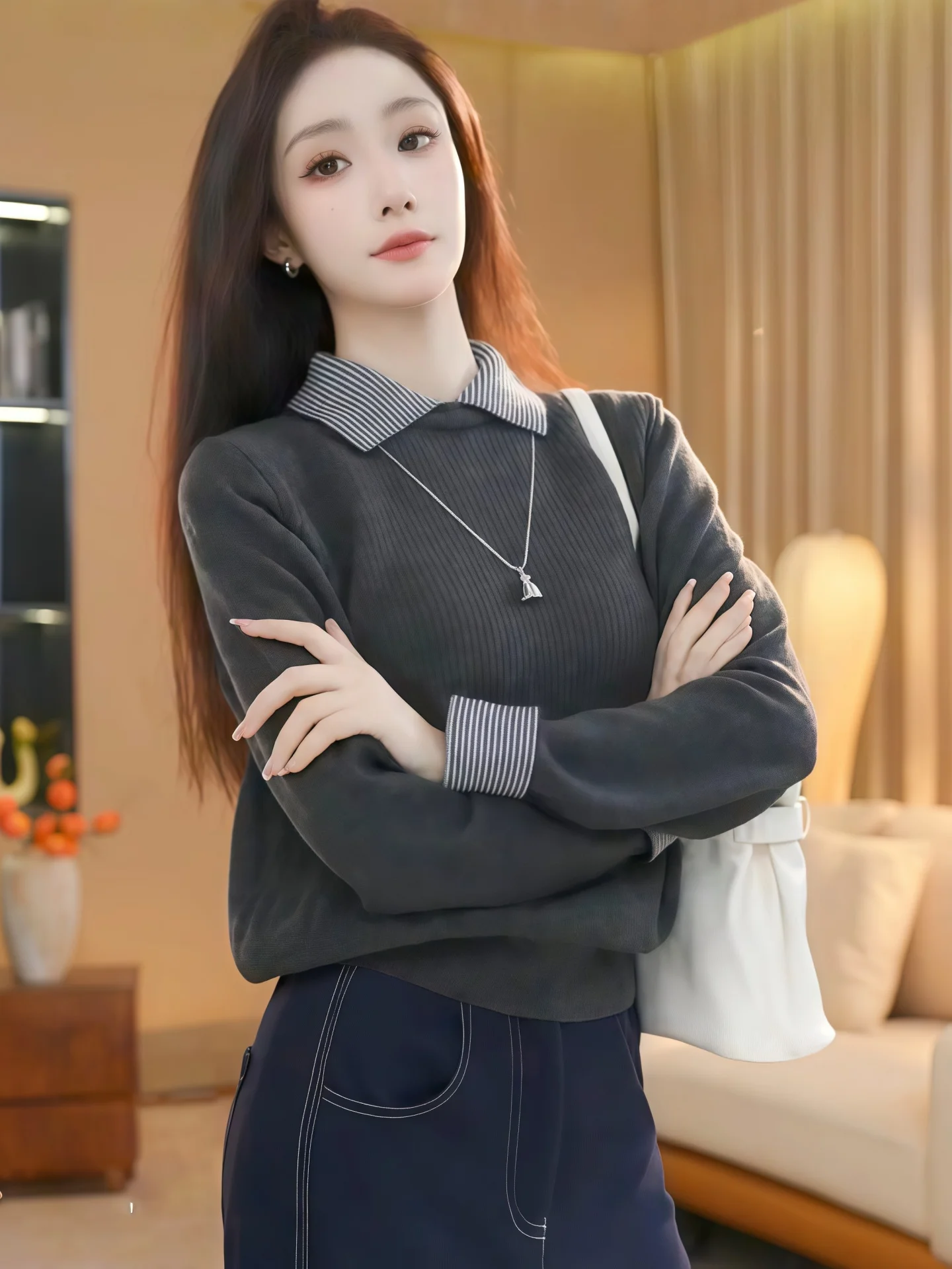 

Pullovers Womens Long Spring Ruffle Lace Layered Coquette Dollette Cute 2026 Dreamy Bows Light Tops Vest Pretty Beauty Designer