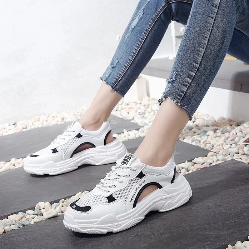 2023 New Sandals Women Shoes Summer Fashion Hollow Flat Lady Fashion Sports Small White Shoes