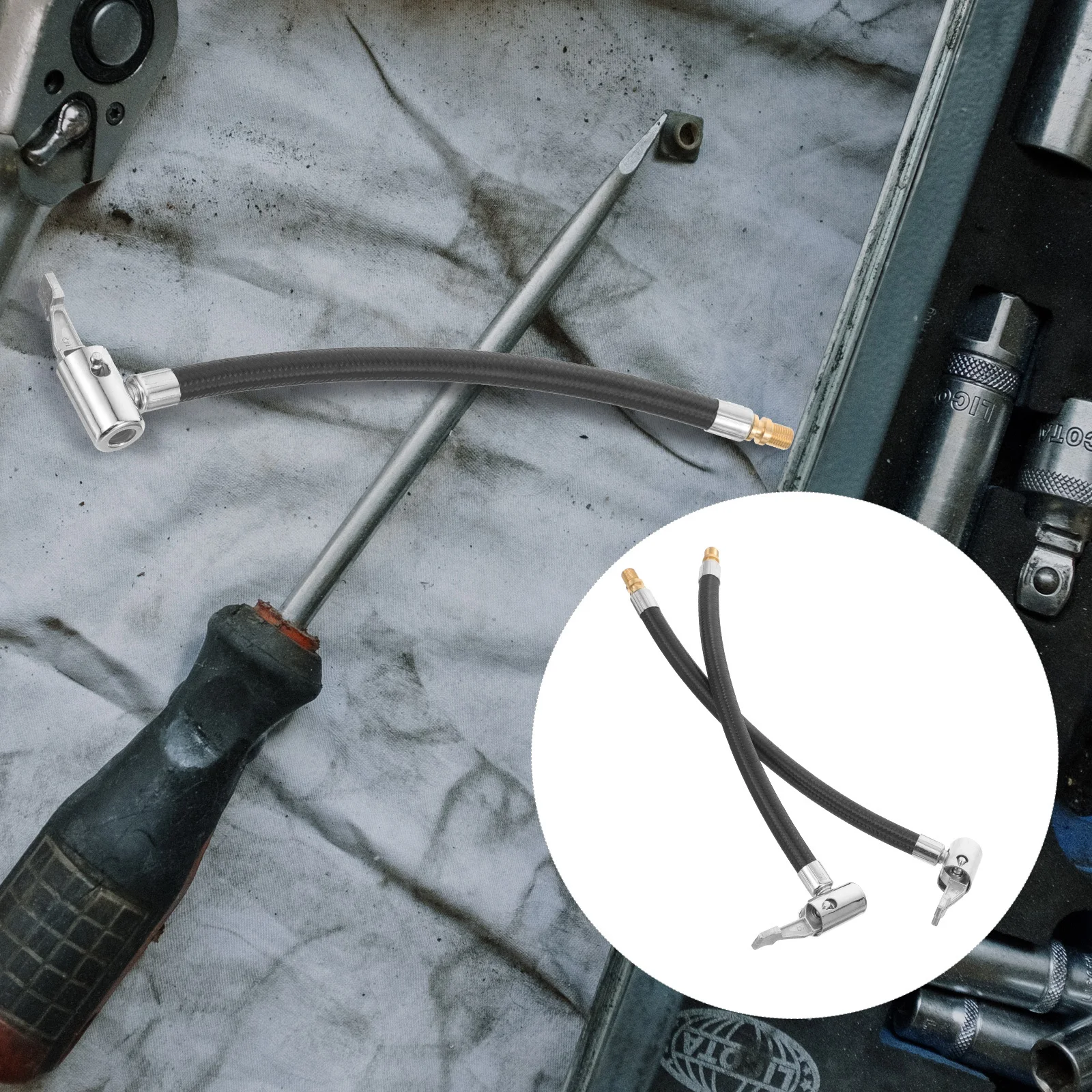 

2pcs Inflator Tube Rubber Hose For Tire Fast Inflation Clip Corrosion Resistant Air Pump Extension Hose Air Inflator