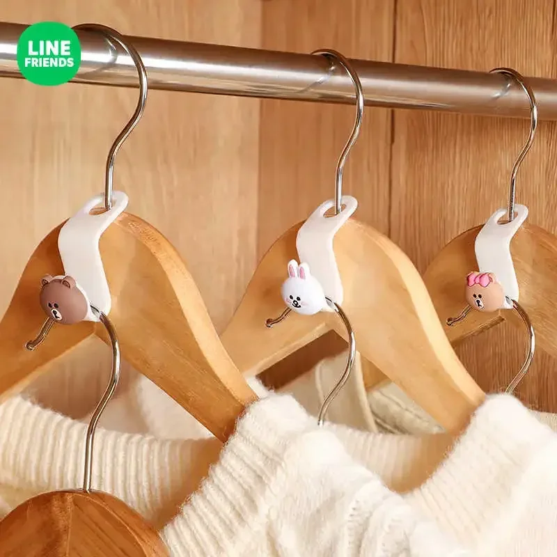 Brown Hanger Connection Hook Wardrobe Space-saving Storage Superimposed Clothes Hook Portable Travel Hanger Hook Line Friends