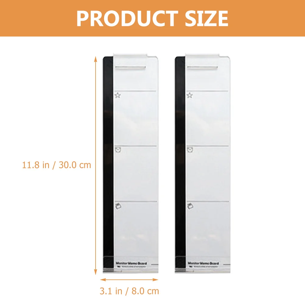 2Pcs Clear Computer Monitor Memo Boards Slim Sticky Screen Side Message Reminder Strong Adhesive Office Workspace Board