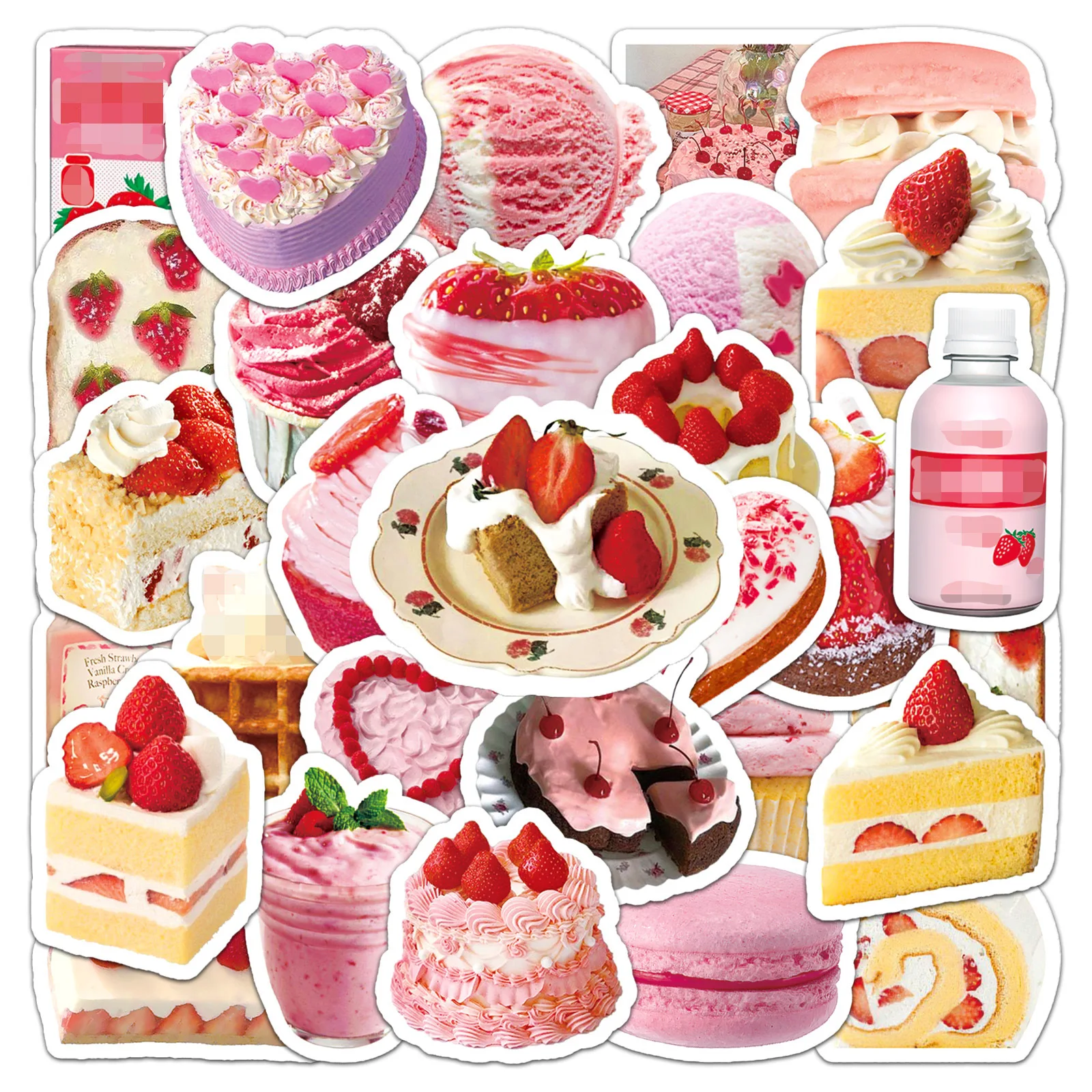 

10/30/50pcs Ins Style Cake Dessert Cartoon Sticker Food Gourmet Diy Water Cup Mobile Phone Laptop Waterproof Decoration Sticker