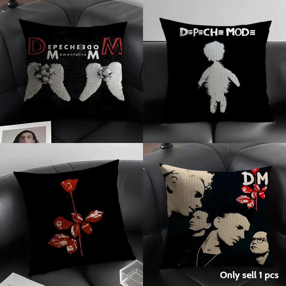 D-Depeche M-Mode Cushion Cover Natural Linen Organic Fabric Double-Sided Printing Breathable Perfect Gift For Decor