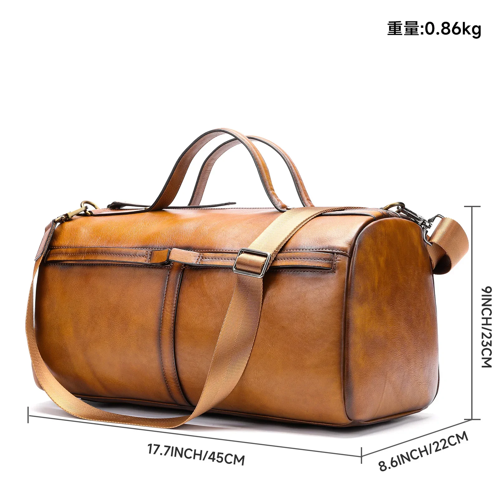 Vintage Leather Travel Tote Bag for Men