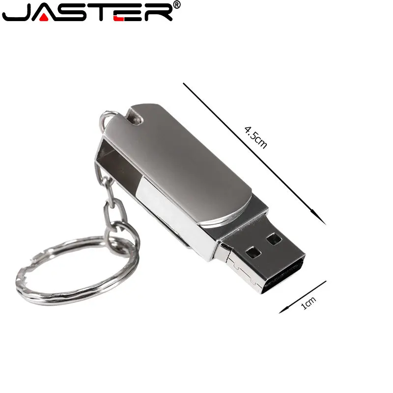 JASTER Mini Metal USB Flash Drive 128GB Rotatable Pen Drive 64GB Creative Gift Memory Stick Keychain Pen Drive 32GB U Disk 16GB