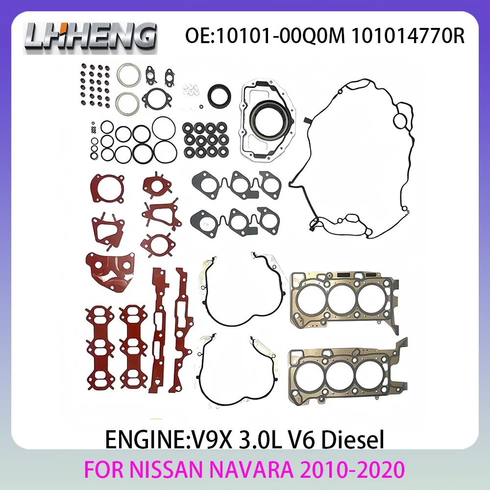 V9X Cylinder Head Full Gasket Set For Nissan Navara D40 STX550 Pathfinder R51 Ti550 3.0L 3.0 L T V6 Diesel 10-20 10101-00Q0M
