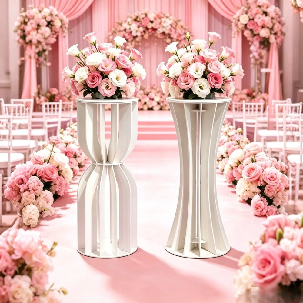 Hourglass PVC Roman Column Flower Stand Wedding Cake Dessert Table Centerpiece Rustic Birthday Party Event Decor Supplies