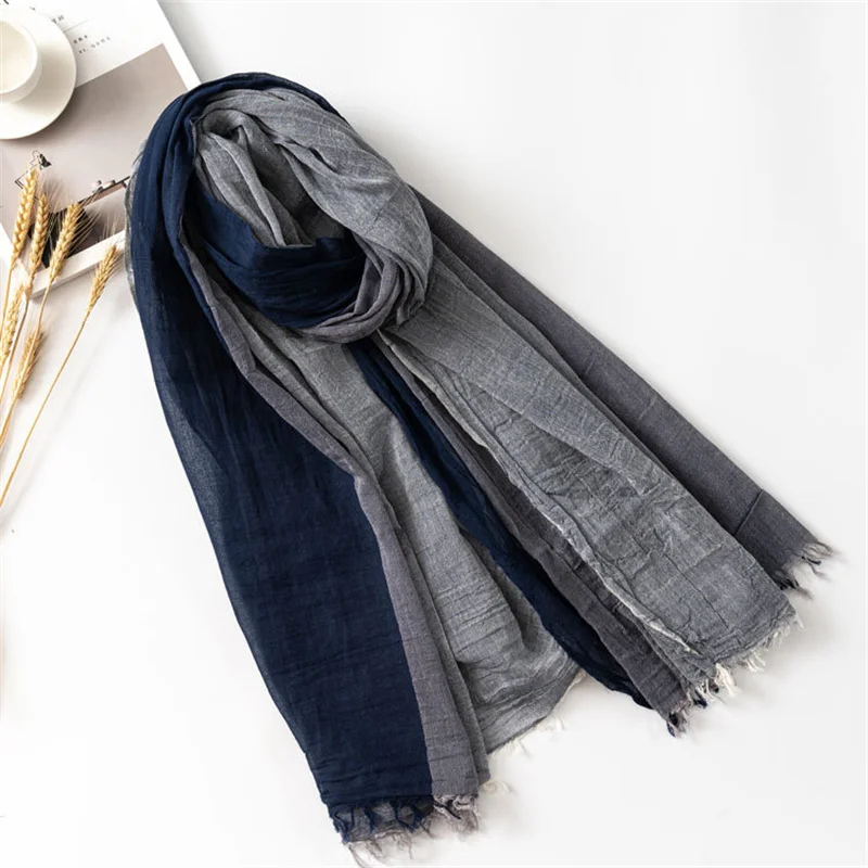 Patchwork Cotton Linen Men Scarf Autumn Winter Striped Tassel Scarf Men\'s Shawl Wrap Fashion Casual Male Bufandas Accessories