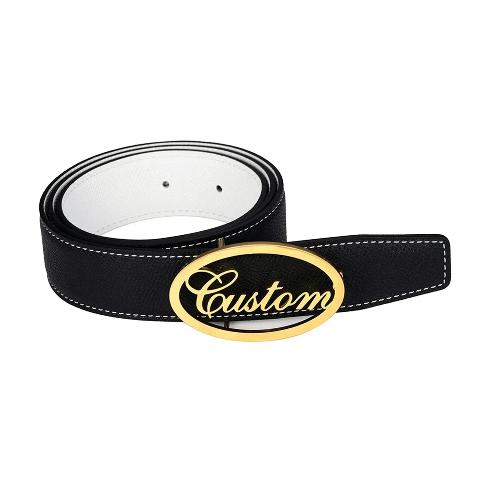 Men\'s Belt Buckle Custom Name Dress Belts Personalized Gift for Grandpa Father\'s Day Gold Color Names or Initials Up to 6 Letter