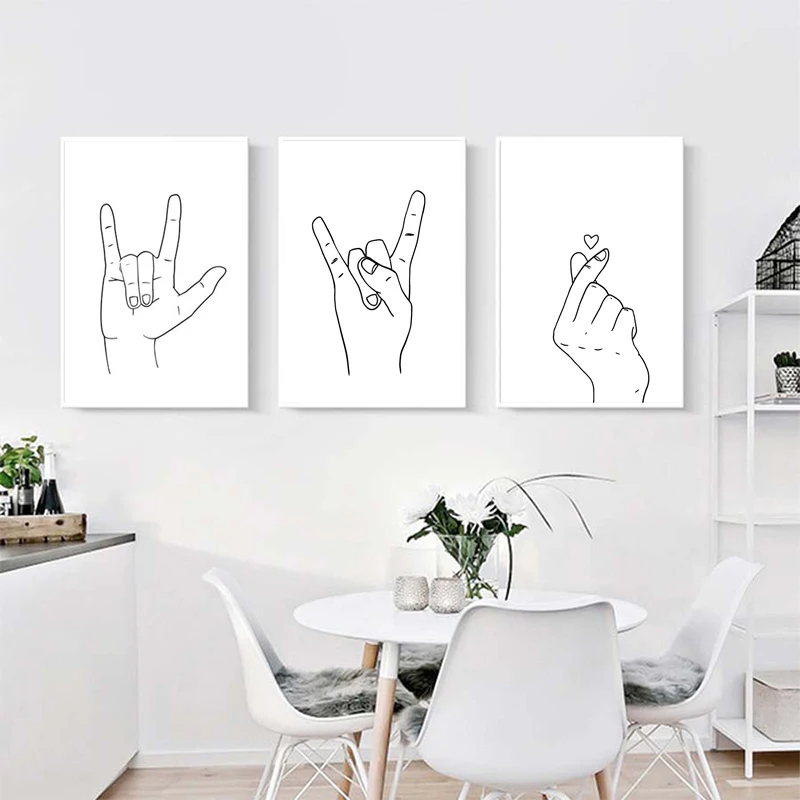 Holding Hands Art Line Drawing Print Couple Abstract Illustration Minimalist Wall Art Canvas Painting Love Poster Bedroom Decor