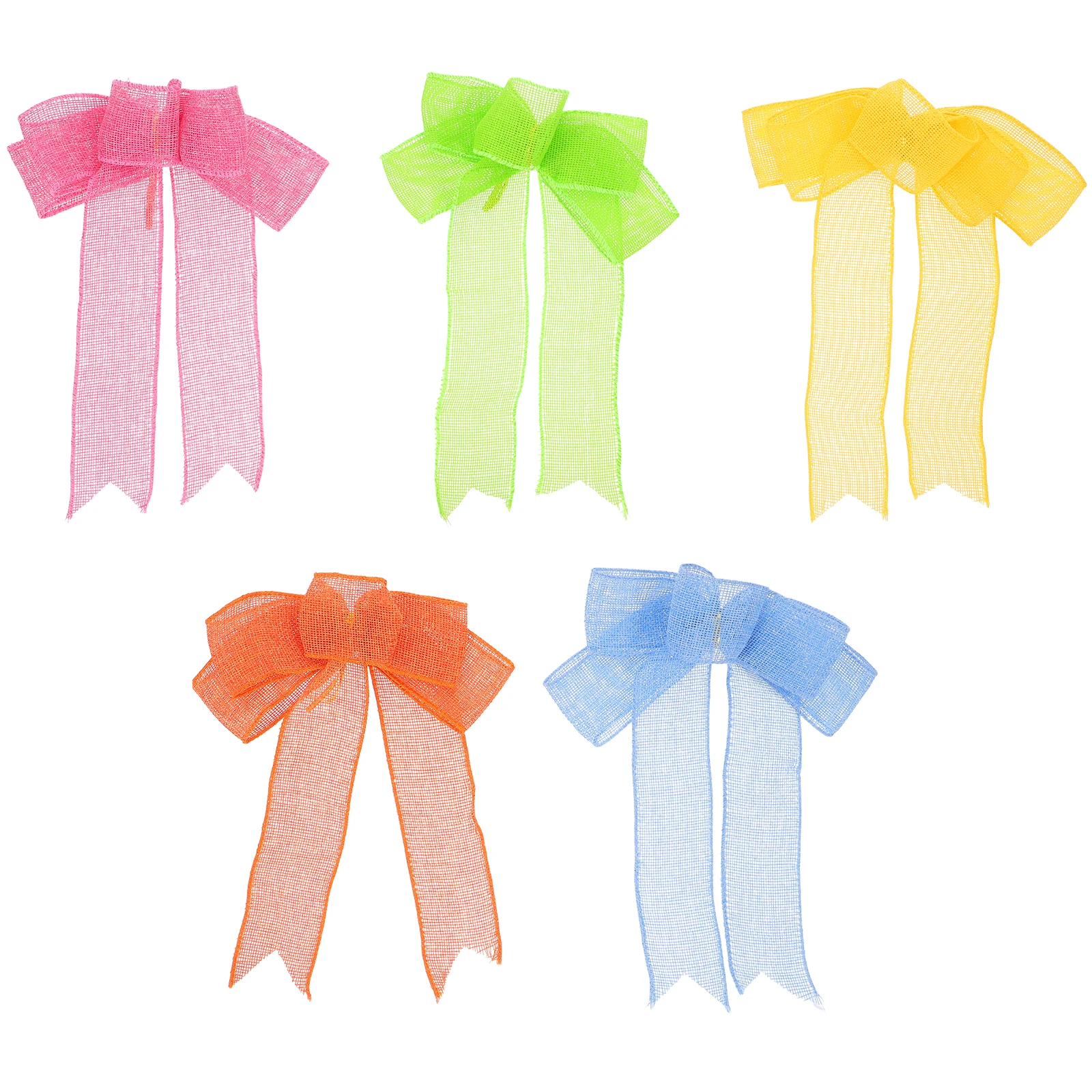 

5pcs 18x25cm Colorful Bow Decoration DIY Craft Accessories Vibrant Faux Burlap Bows Spring Party Holiday Ornaments